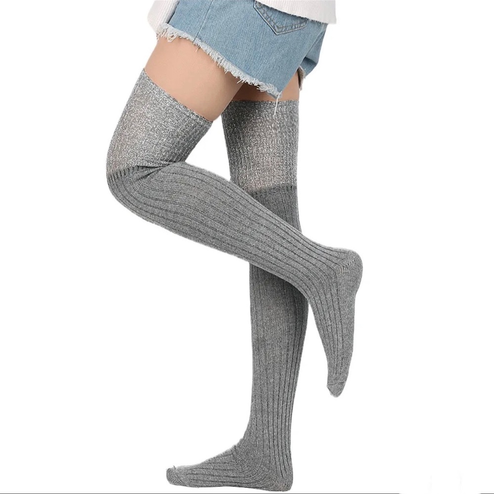 Sparkly over the knee knitted socks